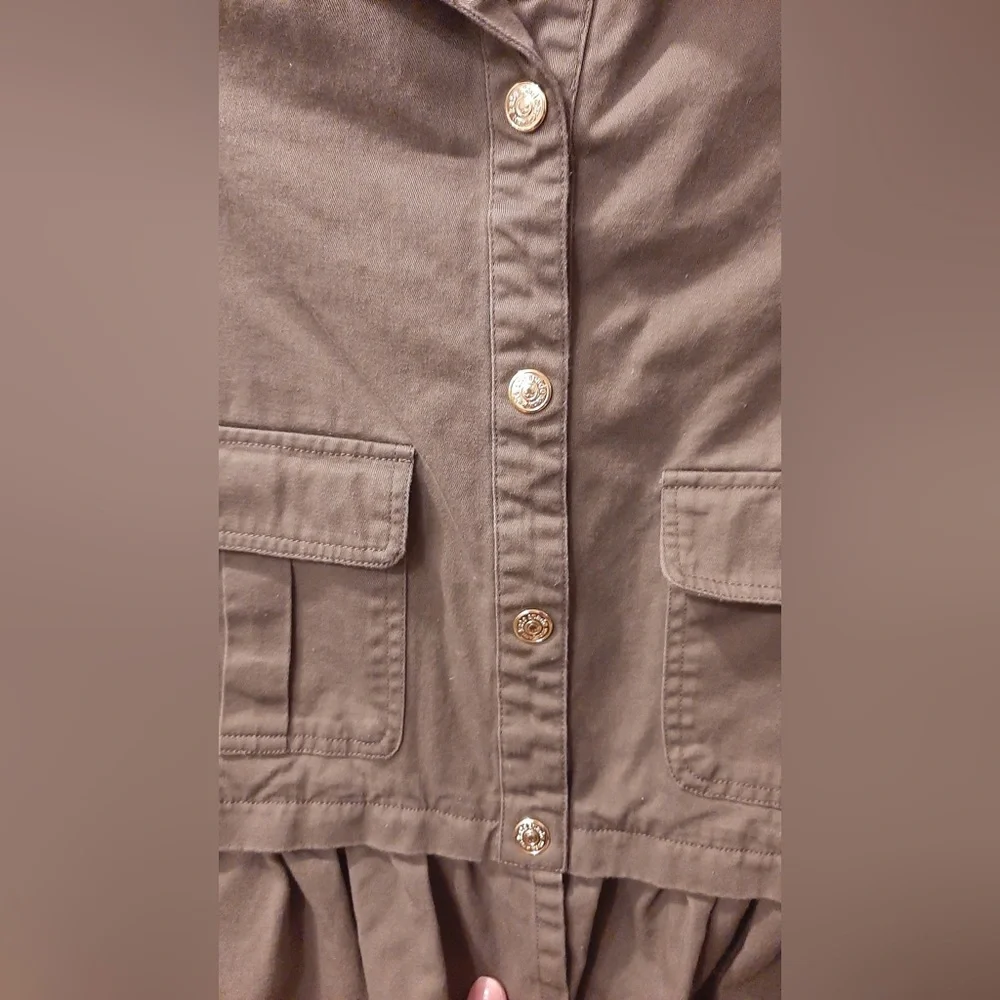 Kate Spade Utility Jacket Girls 10 Army Green Ruffle
